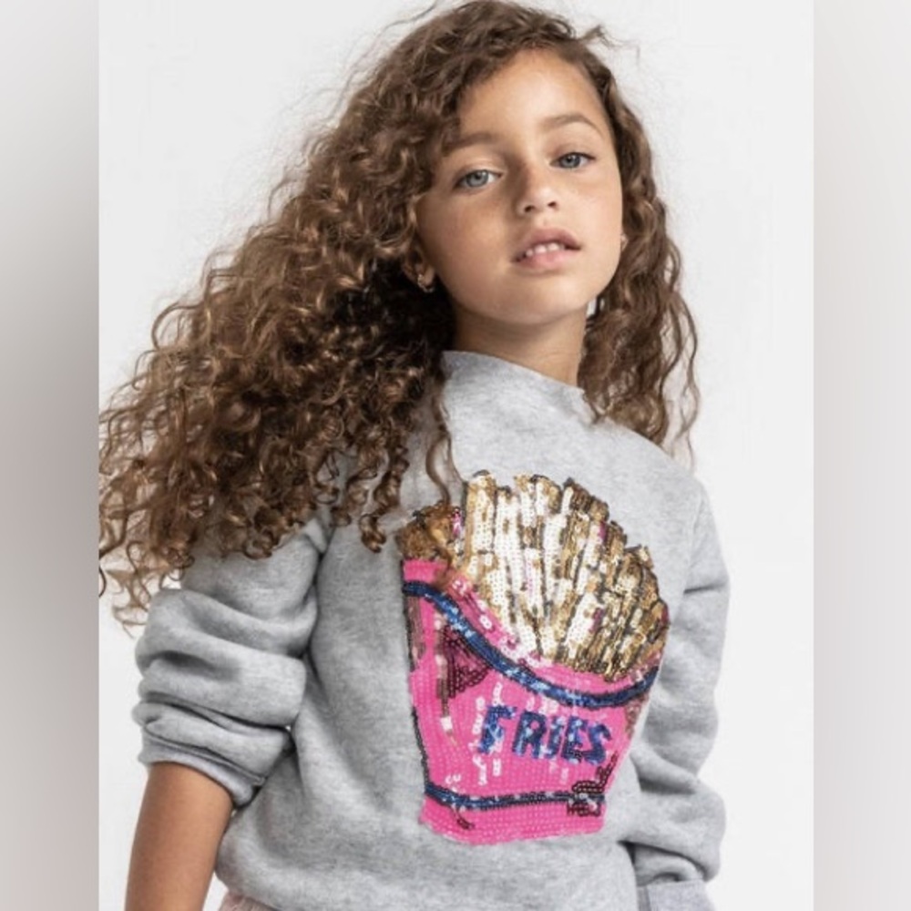 Lola and the Boys Gray Fries Sweatshirt 4T